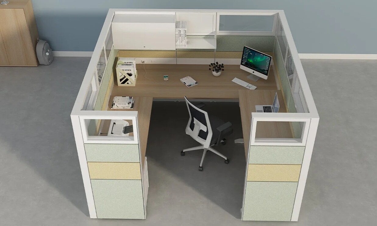 Conjunto de escritorio y mesa de oficina - pancarta - cub&iacute;culo privado T10