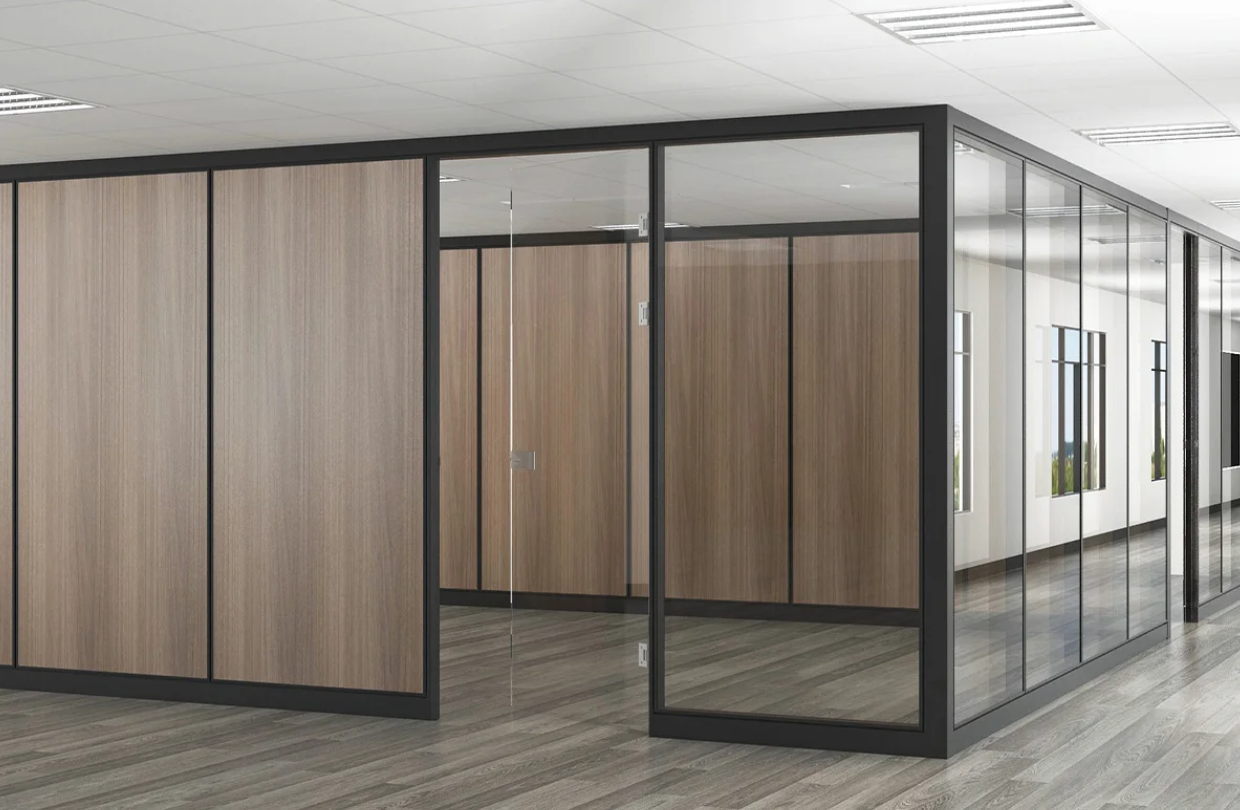 tabique divisorio de melamina con vetas de madera de mwworkstation