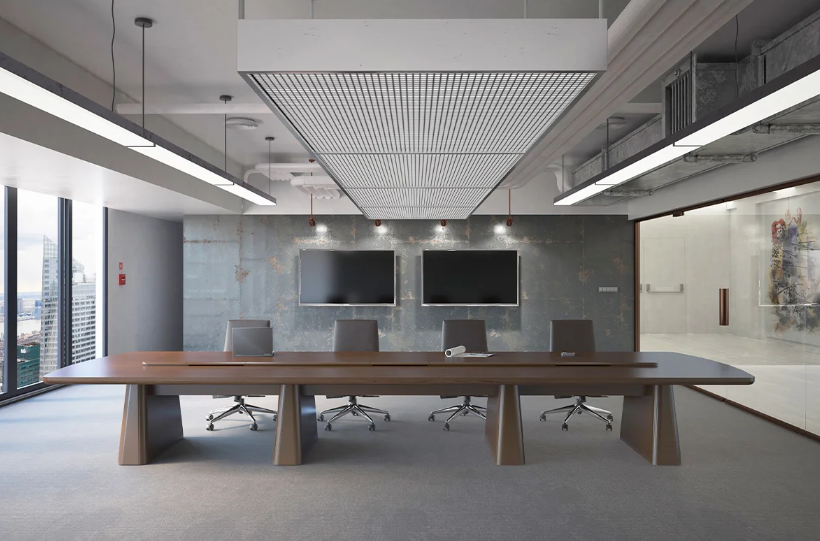 Mesa de chapa de madera para sala de reuniones de oficina comercial