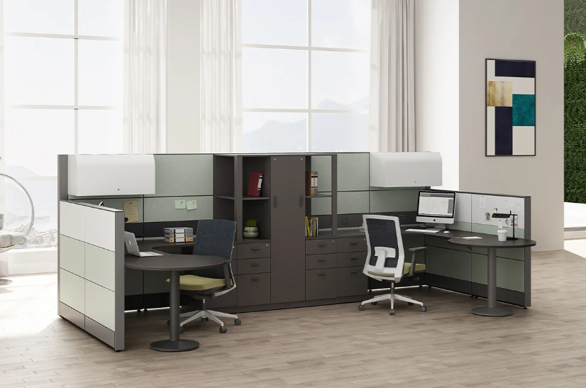 Mampara modular de oficina m&w en forma de L (1650 mm de alto + 1200 mm de alto, vista lateral)