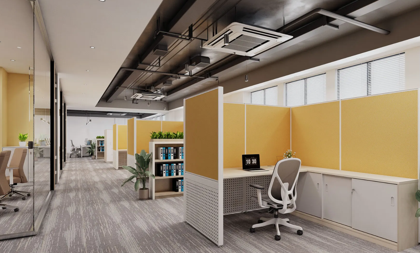 Cub&iacute;culo privado de oficina con panel perforado