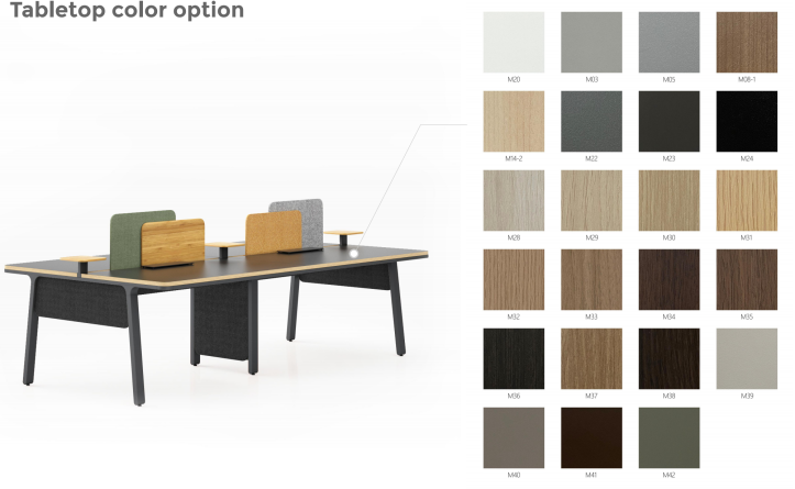 opción de color para la superficie de la mesa