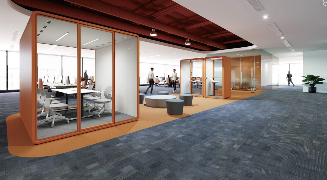 Foto de las cabinas de oficina insonorizadas de M&W.