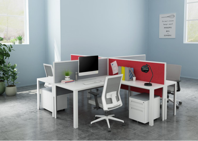 mesa de oficina en forma de L