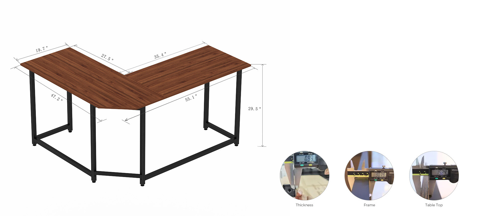 escritorio de esquina de madera en forma de L-3