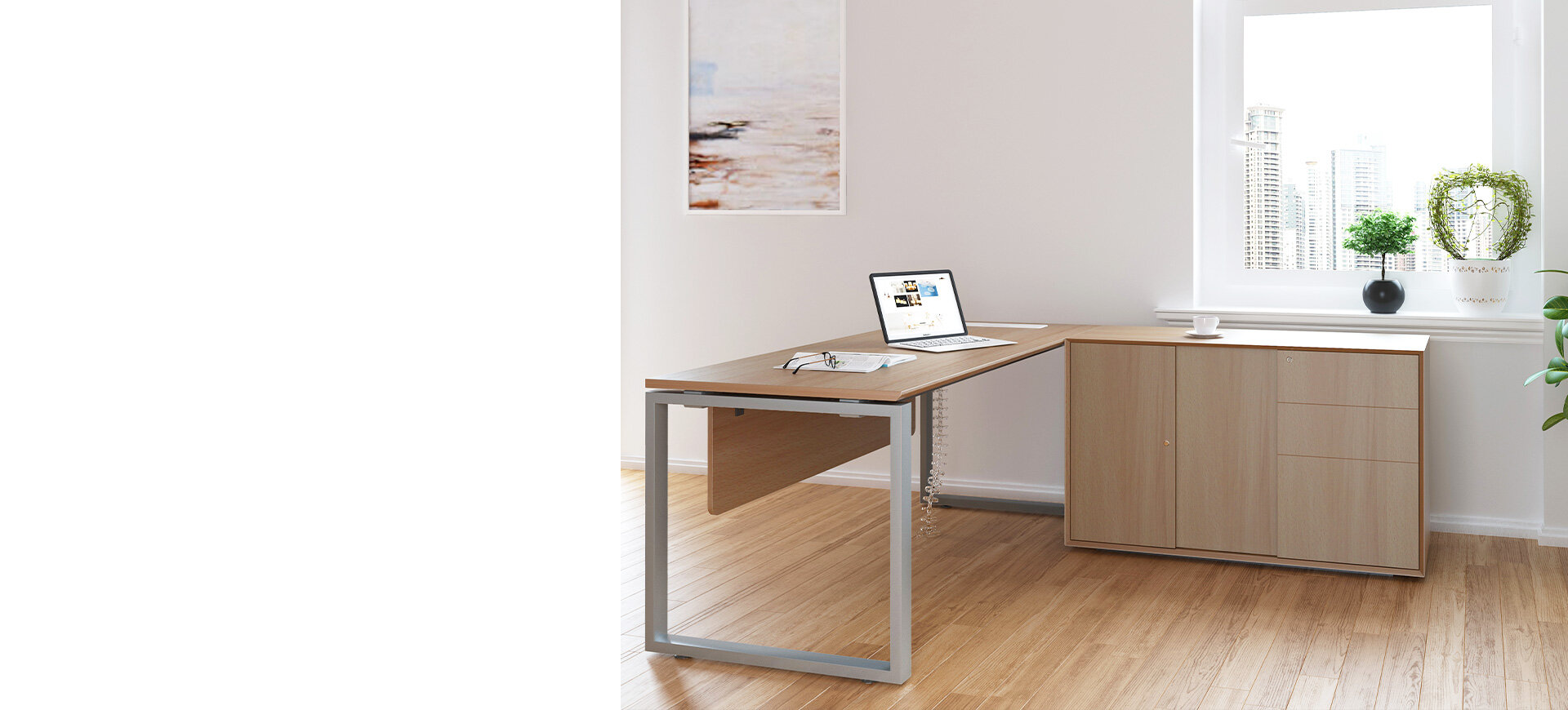 Gabinete lateral con borde biselado de melamina-1